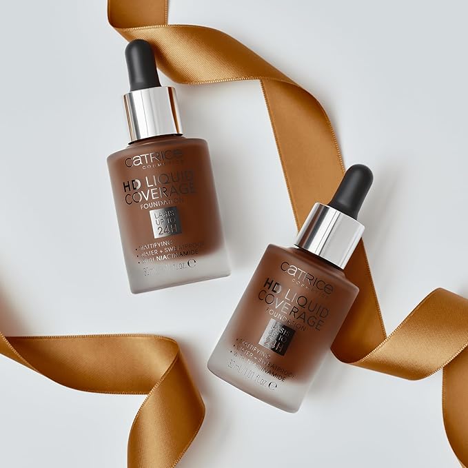 Catrice | HD Liquid Coverage Foundation | 24H Wear, Matte Finish, High Coverage, Waterproof Formula with Niacinamide | Vegan & Cruelty Free (097 | Cool Mocha)