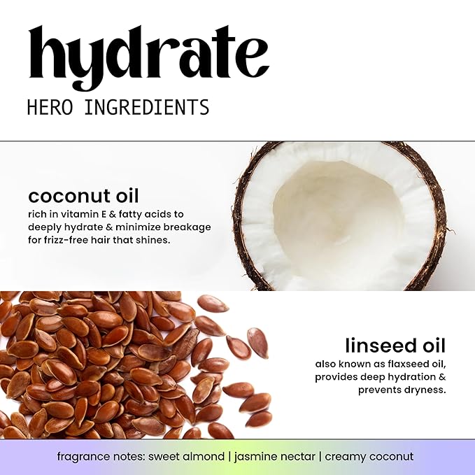 HASK Coconut Nourishing Shampoo & Conditioner Set | Moisture for Dry, Dull Hair, Smooths Frizz, Adds Shine | Sulfate Free, Silicone Free, Cruelty Free, Color Safe, Vegan | 16oz each