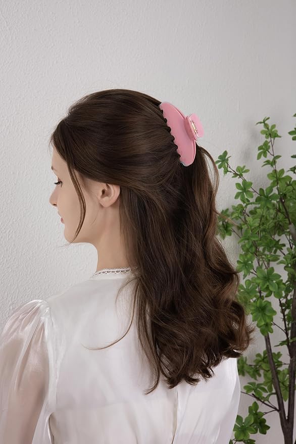 Durable Acetate Hair Clips - 4-Inch Jam Color Claw Clips for Fine and Thick Hair (Pink)