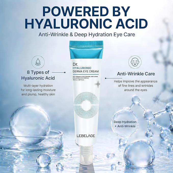 LEBELAGE Derma Eye Cream 1.35 fl oz | Lightweight Eye Moisturizer | Fast-Absorbing Daily Under Eye Cream for Smooth, Hydrated Skin Feel | Korean Skincare Routine (Hyaluronic)