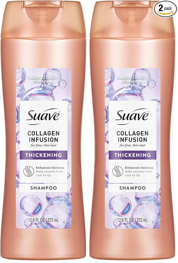 Suave Professionals Thickening Shampoo Collagen Infusion for Fine Hair Volumizing Shampoo 12.6 oz (Pack of 2)