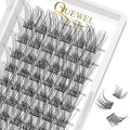 QUEWEL Cluster Lashes 72 Pcs Wide Stem Individual Lashes C/D Curl 8-16mm Length DIY Eyelash Extension False Eyelashes Natural&Mega Styles Soft for Personal Makeup Use at Home (Natural-D-18)