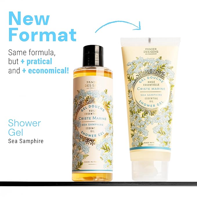 Panier des Sens - Sea Samphire Moisturizing Body Wash for Women & Men - Gentle Shower Gel - 96% Natural - Normal, Sensitive Skin - Body Care Made in France, SLS Free, Vegan - 6.8 floz