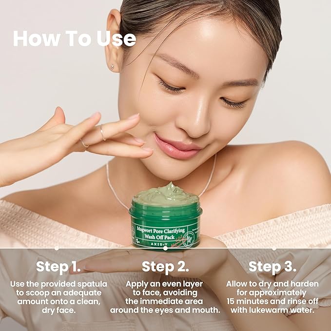 AXIS-Y Mugwort Pore Clarifying Wash Off Pack - Face Exfoliator Targets Clogged Pores, Whitehead & Blackhead Remover - Vegan Korean Skin Care Glass Skin Clay Mask (3.38 fl. oz.)