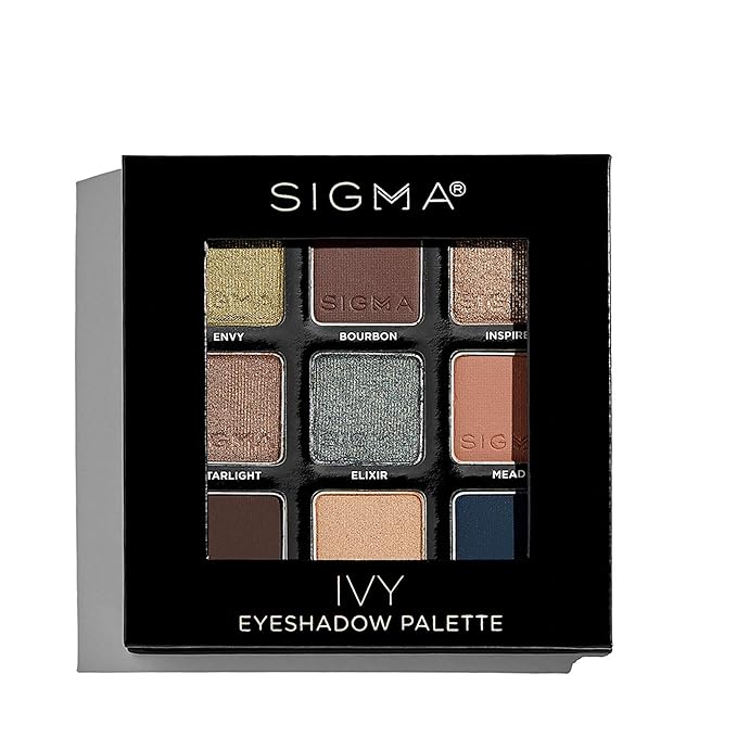 Sigma Beauty On-the-Go Eyeshadow Palette - Ivy - 9 Bold Eyeshadow Shades in Matte, Shimmer and Metalic Finishes - Highly Pigmented Vegan Eye Makeup Palette - Clean Beauty Products