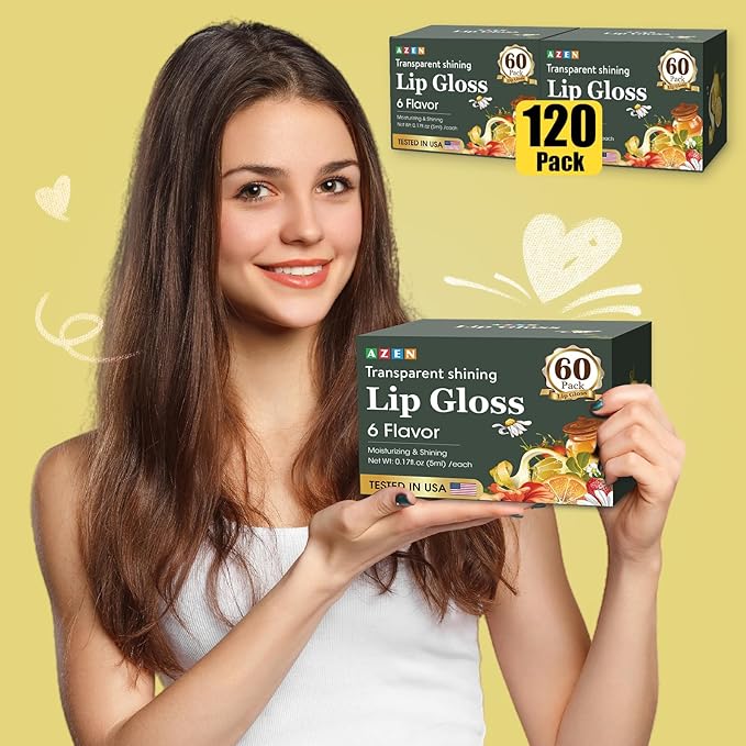 AZEN 120 Pack Lip Gloss Set, Clear Lip Gloss Bulk, Lip Oil for Dry Cracked Lips Moisturizing Hydrating Nourishing with Vitamin E, Mothers Day Gifts for Women