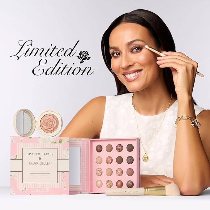 LAURA GELLER NEW YORK Marble-ous Eyes Eyeshadow Palette – 16 Multi-Finish Baked & Marbled Eyeshadows in Matte & Satin Finishes – Limited Edition Draper James Collaboration