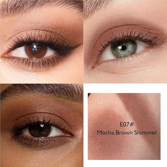 Mocha Brown Eyeshadow Palette, Single Shimmer Eye Shadow Palettes High Pigment Neutral Eyeshadow, Compact Pressed Powder Cream Eye Shadow for Older Women Makeup Sombra De Ojos