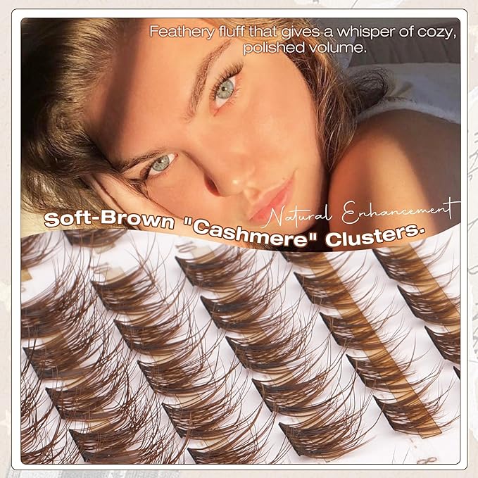 8-10-12MM Brown Lash Clusters Short Eyelash Clusters Wispy Fluffy Cluster Lashes Extensions Dark Brown Natural Cluster Eyelash Extensions C Curve DIY Lash Pack