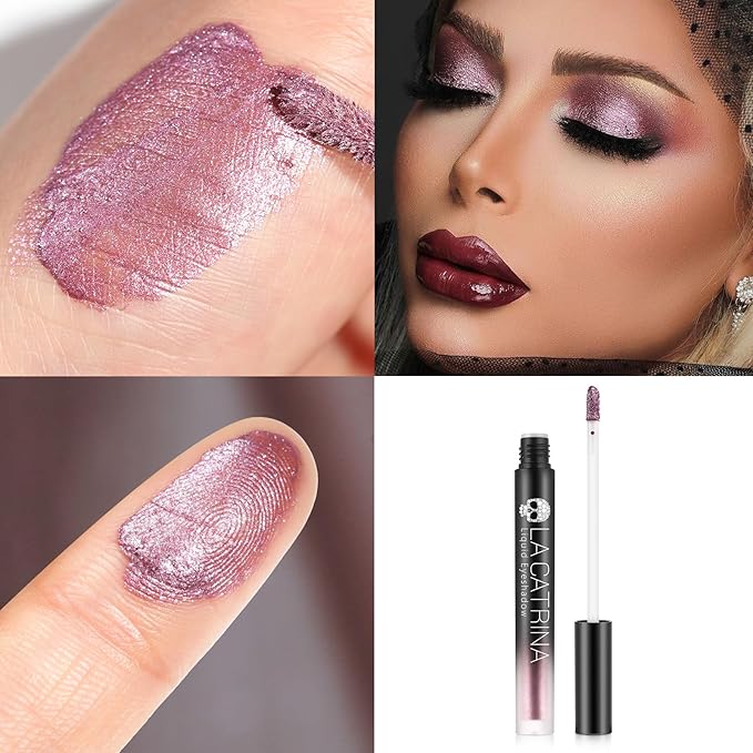 Purple Metallic Liquid Eyeshadow, Highly Pigmented Liquid Shimmer Plum Purple Eye Shadow for Old Women, Long Lasting Waterproof Mauve Eye Makeup for Mardi Gras, Party, Quick Dry, Non-Greasy, Vegan #12
