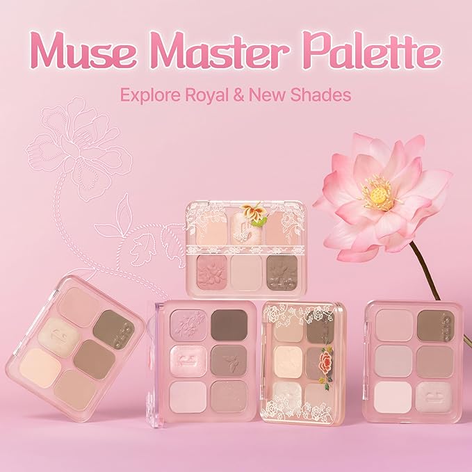 CLIO Muse Master Eyeshadow Palette, Korean Eyeshadow Palette, Soft Lilac Mauve 6-Color Eye Makeup with Matte Satin Shimmer, Blendable Baked Cream Powder Formula (04 LILAC TALK)