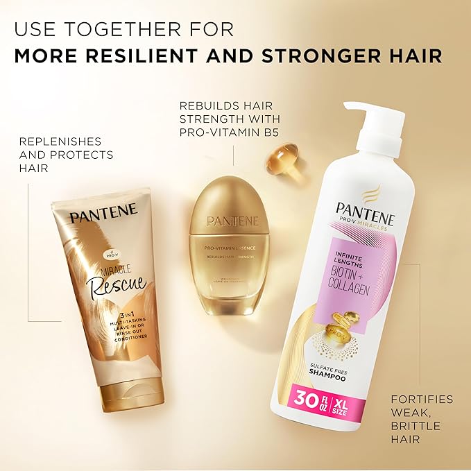 Pantene Miracle Rescue 3 in 1 Leave In Conditioner,Rinse off Conditioner,Heat Protectant for Hair,Detangler,Anti Frizz,Moisturizing,For All Hair Types,Safe-for Color Treated-Hair,6.0 fl oz,(Pack of 2)