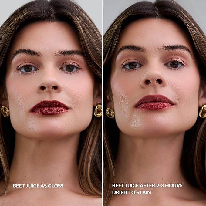 Mango People Hydrating Glossy Fruit Lip Stain, Long Lasting Tint & Oil Stain, Lightweight Lip Makeup with High-Shine Finish for Soft, Smooth and Nourished Lips - Beet Juice