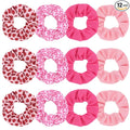 Silk Satin Scrunchies for Women Girls 12 PCS Valentine Hair Scrunchies Silk Satin Hair Ties for Thick Hair Bulk Hair Ties Hair Accessories
