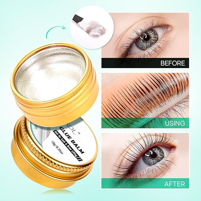Lash Lift Glue Balm Eyelash Lifting Perm Jasmine Strong Hold Lash&Brow Perm Glue Balm Eyebrow Glue Adhesive Powerful Sticky Brow Lamination 0.35Oz/10G