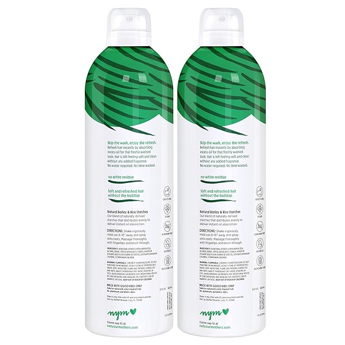 Not Your Mother's Value Pack Clean Freak Unscented Jumbo Dry Shampoo (2-Pack) - 12 oz Each - 70% More to Instantly Absorb Oil and Refresh Hair Between Washes - No Scent - For All Hair Types