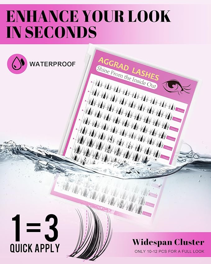 Fairy Lash Clusters Kit Short 8-14mm Manga Eyelash Clusters DIY Eyelash Extensions Wet-Look Spiky Anime Lashes Individual Fake Eyelashes Clusters with 0.03mm Ultra-Thin Invisible Lash Band