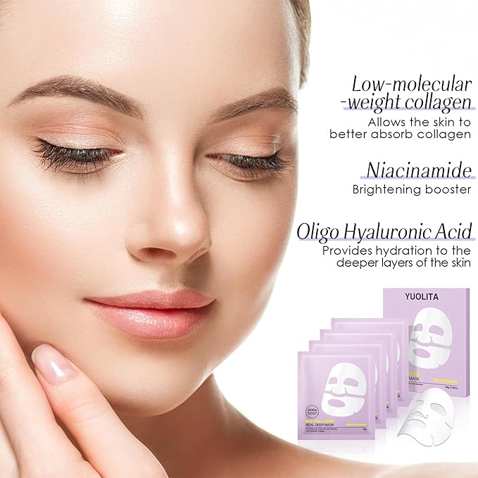 Deep Collagen Jelly Gel Face Mask,Bio-Collagen Facial Mask for Glass Glow Skin,Hydrating Hydrogel sheet Overnight Mask, low molecular weight collagen for lifting, firming, and moisturizing