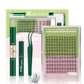 KEYYOU Naiad Lash Clusters Kit Fairy Lash Extension Kit C Curl 144Pcs Eyelash Extension Kit Wispy Natural Invisible Band Lash Kit with Waterproof DIY Lash Extension Kit at Home(Naiad-C-8-16MIX)