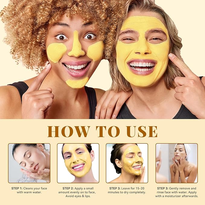 Turmeric Vitamin C Face Mask, Deep Cleansing Clay Mask for Dull Skin, Skincare Facial Mask for Refining Pores and Controlling Oil, Smooth & Radiant Skin, Face Skincare Gifts, 4.23 OZ