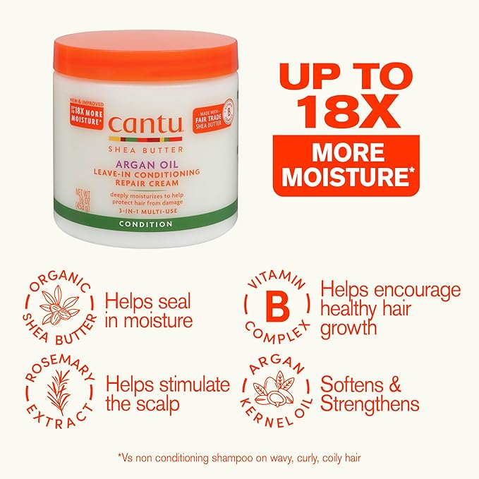Cantu Argan Oil Leave in Conditioning Repair Cream, 16 Ounce