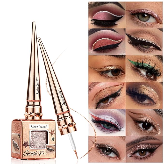 MODIDSTU12 Colors Glitter Eyeliner, Waterproof Sparkle Liquid Eyeliner Pen, Diamond Shine Festival Makeup, Long-Lasting Shimmer Eye Liner for Party, Wedding set (03)