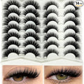 Cat Eye Lashes Fluffy Soft Faux Mink Full Strip Lashes Pack, C Curl Cateye Fake Eyelashes Natural Look, Wispy False Eyelashes Pack 2 Styles