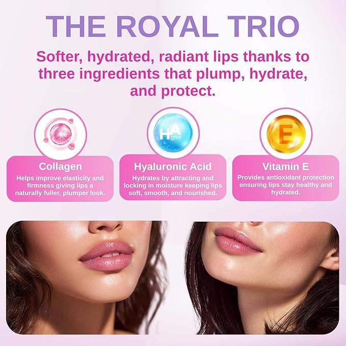 Queen Hydrating Royal Plump Edition Lip Mask Royal Lips - Hydrating, Collagen, Vitamin E, Hyaluronic Acid, Moisturizing, Anti Aging, Naturally Plumper Looking lips