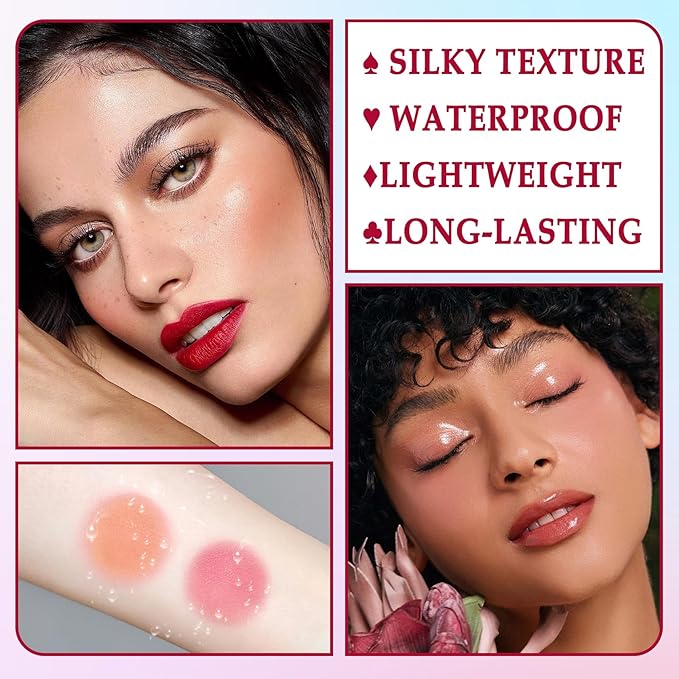 3 Colors Blush Stick with Makeup Sponges,Matte Solid Cream Blush,Multi-Use Blush Stick for Cheeks,Lips and Eye,High Pigmented Makeup Sticks Set A1