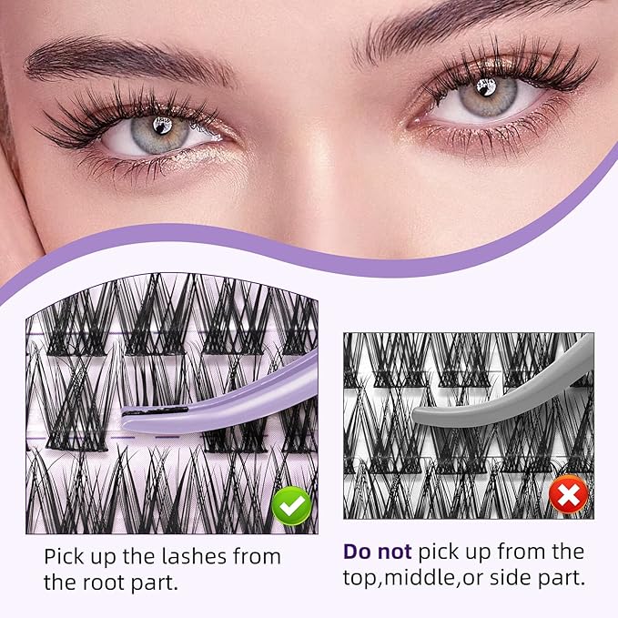 Wispy Lash Clusters Kit 10-18mm D Curl Lash Clusters 144pcs DIY Cluster Eyelash Extensions Individual Natural Lashes Cluster False Eyelash Kit with Bond & Seal Glue Remover Tweezers(S2 Lash Kit)