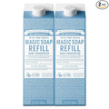 Dr. Bronner's Magic Soap-Pure-Castile Liquid Refill (Baby Unscented, 32 ounce, 2-Pack) - Made with Regenerative Organic Certified Oils, For Body, Hair, Laundry, Pets & Dishes, Concentrated, Vegan