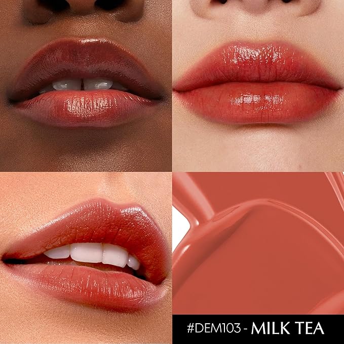 Depuplum Brown Nude Lipstick for Women Moisture Lip Gloss Tinted Lip Balm Sheer Lipsticks for Mother's Day Nourishing Hydrate Glossy Lipstick for Dry Lips,DM103 Milk Tea