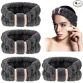 WILLBOND 4 Pack Microfiber Headbands Spa Facial Headbands Makeup Head bands Elastic Terry Cloth Head Wrap for Women Girls Washing Face Makeup Shower Yoga Sports(Black)