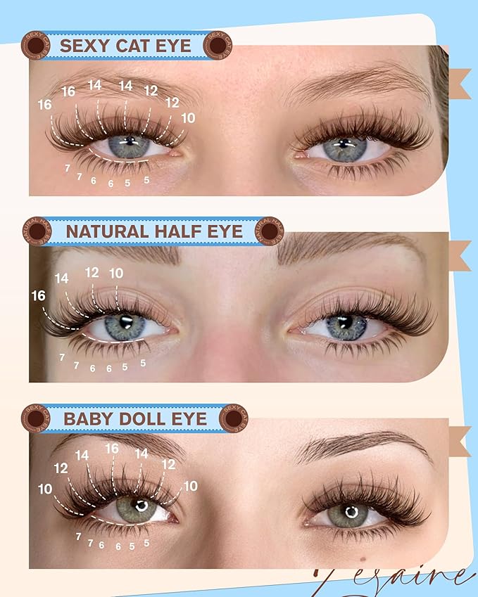 Zegaine Brown Lash Clusters Kit Dark Brown Lashes With Bottom Eyelash Clusters 300Pcs Natural Brown Lash Extensions Wispy Lash Clusters Kit With Lash Bond&Seal, Lash Tweezers 10-16MM