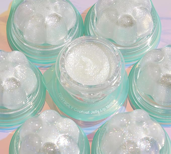 TONYMOLY Jelly Lip Melt, Limited Edition Moisturizing, Hydrating & Nourishing Glitter Lip Balm Treatment & Highlighter, Coconut 0.31 oz.