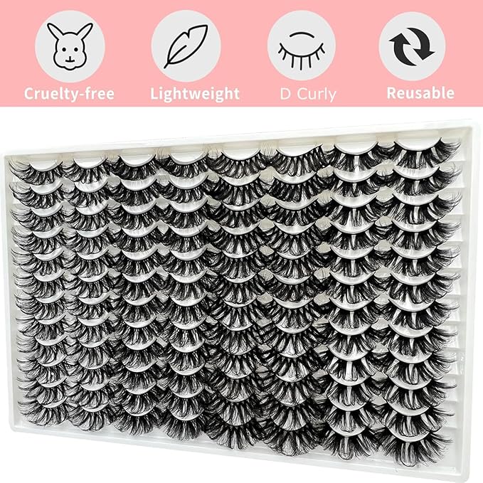 25MM Mink Lashes 48 Pairs Pack 25 mm False Eyelashes Long Dramatic 5D Full Volume Fake Eyelashes 4 Styles Wispy Curly Mink Eyelashes Wholesale, by TIMELABS