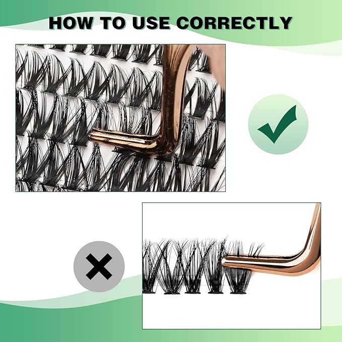 Lash Clusters 300pcs Individual Lashes 50D 0.07D Curl 16mm DIY Eyelash Extension KEYYOU Large Tray Volume Soft&Natural Cluster Lashes(50D-0.07D,16）