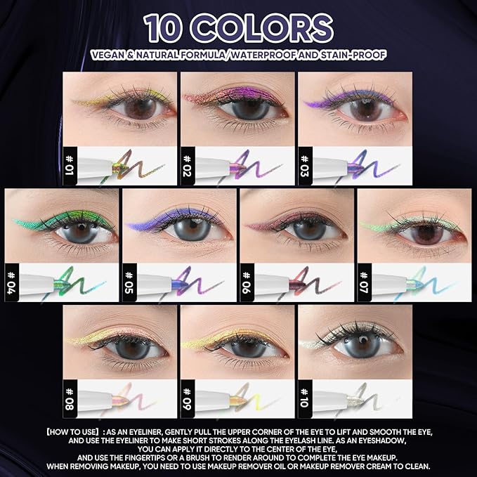 Multichrome Eyeliner Gel Pencil,Waterproof Long-Lasting Vegan Cruelty Free Eye Liner,Shifting Colors Eyeliner Pen (#205, 0.01 Ounce)