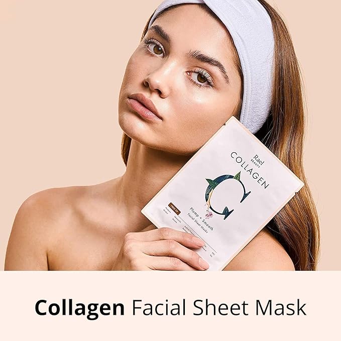 Rael Face Mask Skin Care, Collagen Face Masks - Bamboo Facial Sheet Mask, Korean Skincare, with Collagen Essence and Fruit Extracts, Nourishing and Hydrating, All Skin Types (Collagen, 5 Sheets)