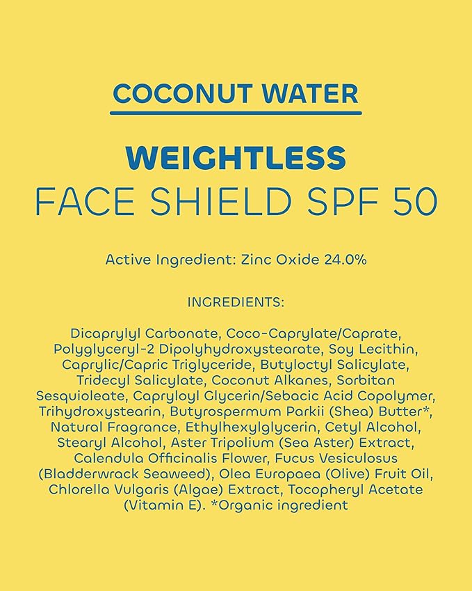 Seaweed Bath Co. Weightless Face Shield SPF 50- Lightweight Mineral Sunscreen with Zinc Oxide - Daily Hydrating Facial SPF Serum & Water Resistant Facial Moisturizer 1.7 Oz.