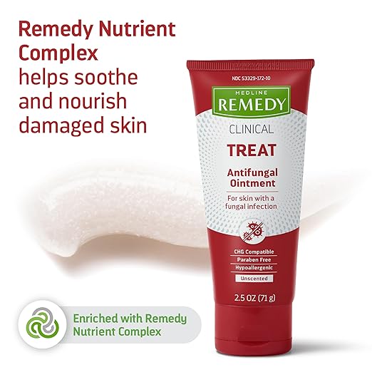 Medline Remedy Clinical Antifungal Ointment, 2.5 oz., Effective Treatment for Athlete's Foot & Ringworm, Single Tube