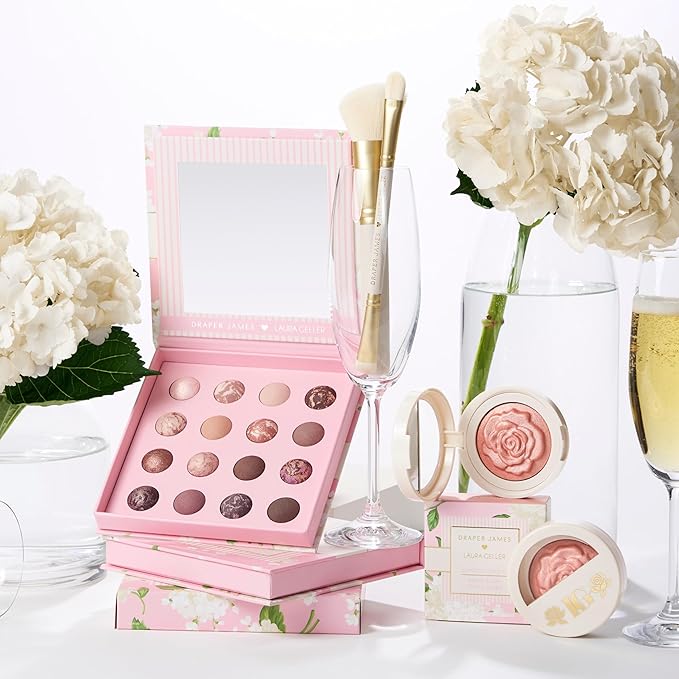 LAURA GELLER NEW YORK Marble-ous Eyes Eyeshadow Palette – 16 Multi-Finish Baked & Marbled Eyeshadows in Matte & Satin Finishes – Limited Edition Draper James Collaboration