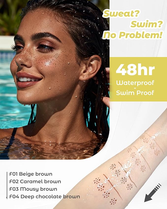 Upgrade Dual Ended 2-in-1 Faux Freckle Stamp Pen, Waterproof Fake Freckle Pen with Multi-Prong Freckles Stamp Head for Women to Easily Create Natural Long-Lasting Sunkissed Makeup
