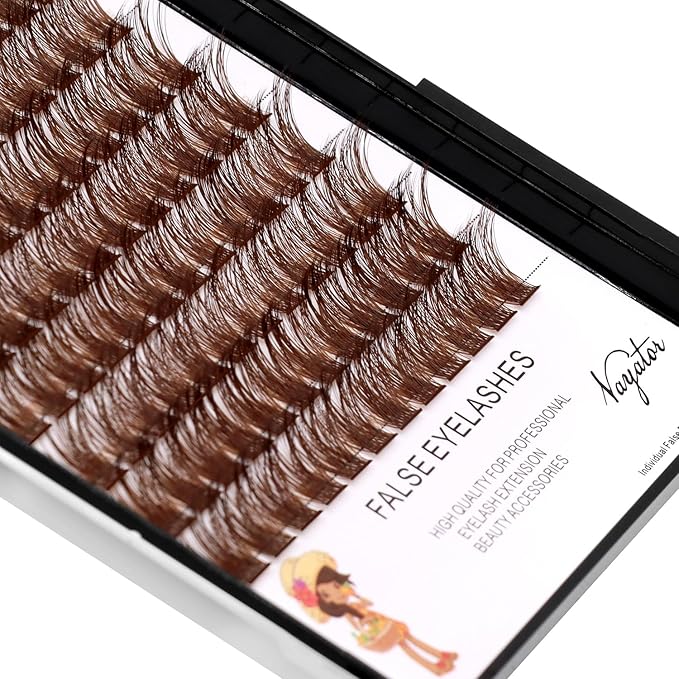 →VAYATOR Color Lash Cluster Light/Dark Brown/Black Brown Various Colored False Eyelashes Clusters Professional Makeup Lash Cluster Grafted Eyelash Extension (Dark Brown-10mm)