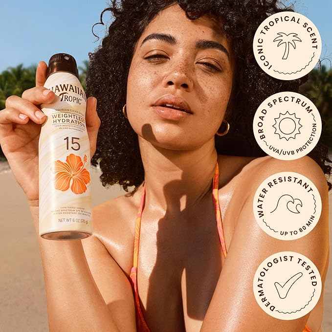 Hawaiian Tropic Sunscreen Silk Hydration Moisturizing Broad Spectrum Sun Care Sunscreen Spray - SPF 15, 6 Ounce