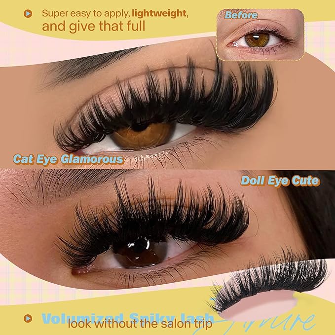JIMIRE Manga Lash Clusters Wispy Fluffy Cluster Eyelash Extensions CC Curly 14-18MM Fluffy Eyelash Clusters Easy to Apply DIY Thick Volume Individual Lashes Extensions at Home 162Pcs Pack