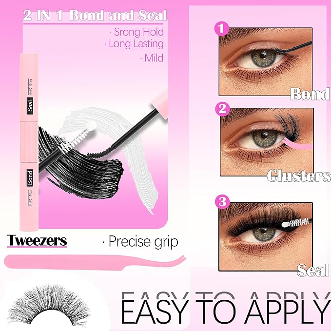 YIDUO 6 Styles Eyelash Clusters Kit 40D/60D/Volume/Manga/Spikes Portable Lash Makeup Bag Kit 10-18mm Wispy Individual Eyelash Extensions, Volume Studio Effect Lashes Kit