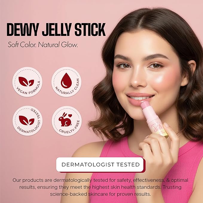 Jelly Cheek & Lip Tint Stick With Collagen – Dermatologist Tested, Anti Aging, Korean Skin Care – Dewy, Multi Use Glow, Soft Plumping Finish – Vegan Clean Beauty