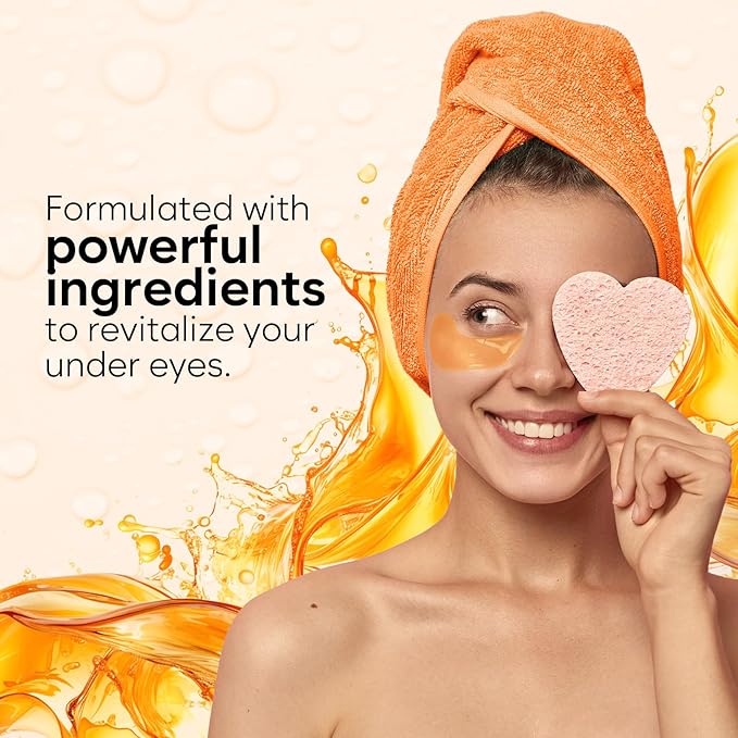 BLOOMORA Vitamin C & Caffeine Under Eye Patches (30 Pairs), Under Eye Mask for Puffy Eyes, Appearance of Dark Circles, Smoothing & Hydration, Self Care & Skincare Gifts for Women, Patch Yeux
