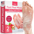 Foot Peel Mask - Foot Mask for Baby Soft Skin - Remove Dead Skin, Dry, Cracked Feet & Callus, Foot Spa, Made with Aloe Vera Extract for Women and Men (2 Pairs) | Strawberry & Aloe